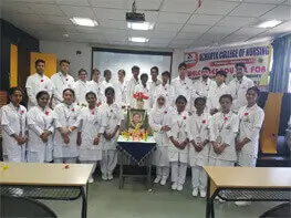 Students engaging in group study at a BSc nursing college in Bangalore